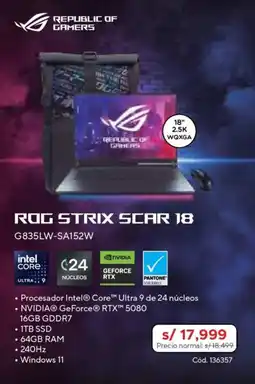 Hiraoka Asus rog strix scar 18 oferta