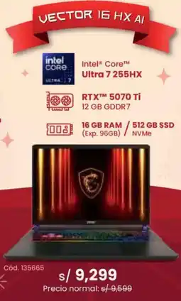 Hiraoka MSi laptop vector 16 HX AI oferta