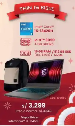 Hiraoka MSi laptop thin 15 B13UC oferta