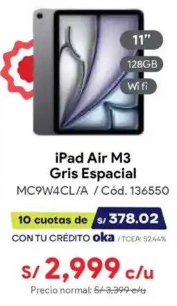 Hiraoka Ipad air m3 gris espacial 11" oferta