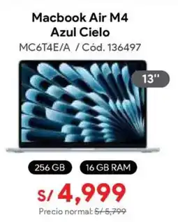 Hiraoka Macbook air m4 azul cielo 13" oferta