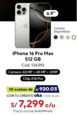 Hiraoka iPhone 16 Pro Max 6.9" oferta