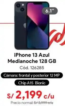Hiraoka iPhone 13 azul medianoche 6.1" oferta
