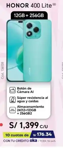Hiraoka Honor 400 lite oferta
