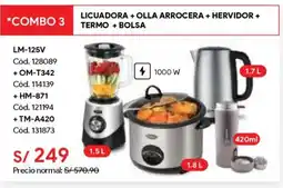 Hiraoka Miray licuadora + olla arrocera + hervidor + termo + bolsa oferta
