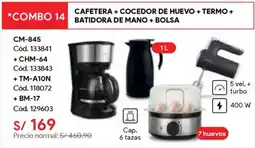 Hiraoka Cafetera + cocedor de huevo + termo + batidora de mano+bolsa oferta