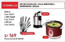 Hiraoka Set de cuchillos + olla arrocera + exprimidor + bolsa oferta