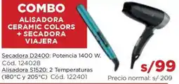 Hiraoka Remington alisadora ceramic colors + secadora viajera oferta