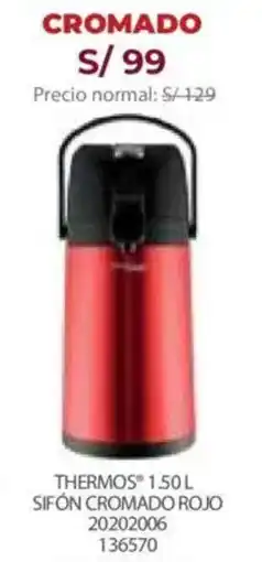 Hiraoka Thermos thermos 1.50l sifón cromado rojo oferta