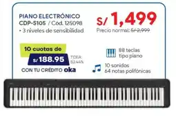 Hiraoka Casio piano electrónico CDP-S105 oferta