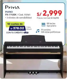 Hiraoka Privia Piano PX-770BK oferta