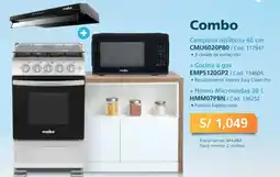 Hiraoka Mabe Campana utilitarian 60 cm + Cocina a gas + Horno Microondas 20 L oferta