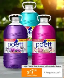 Promart Poett Lejía Clorox Tradicional + Limpiador oferta