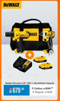 Promart DEWALT Taladro Percutor 1/2\" 20V + Atornillador Impacto oferta