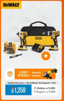 Promart DEWALT Taladro Percutor + Atornillador de Impacto + Set oferta