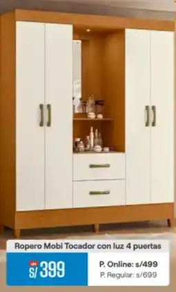Promart Ropero Mobi Tocador con luz 4 puertas oferta