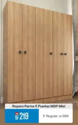 Promart Ropero Parma 5 Puertas MDP Miel oferta