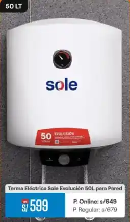 Promart Sole terma eléctrica sole evolución 50L para pared oferta