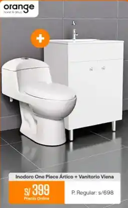 Promart Orange inodoro one piece ártico + vanitorio viena oferta