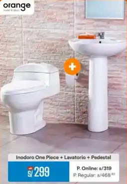 Promart Orange inodoro one piece + lavatorio + pedestal oferta