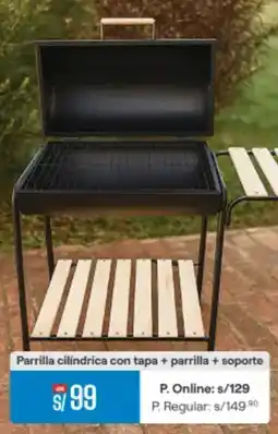 Promart Parrilla cilindrica con tapa + parrilla + soporte oferta