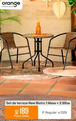 Promart Orange set de terraza new bistro 1 mesa + 2 sillas oferta