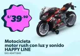 Hiperbodega Precio Uno Happy line motocicleta motor rush con luz y sonido oferta