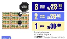 Makro Primor trozos de atún en aceite vegetal oferta