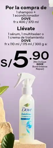Plaza Vea Dove 1 shampoo + 1 acondicionador oferta