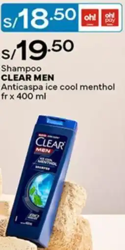 Plaza Vea Clear men shampoo anticaspa ice cool menthol oferta