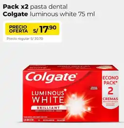 Metro Colgate pack x2 pasta dental luminous white oferta
