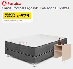 Metro Paraíso cama tropical ergosoft + velador oferta