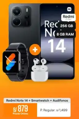 Promart Redmi note 14+ smartwatch + audífonos oferta