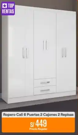 Promart Ropero cali 6 puertas 2 cajones 2 repisas oferta
