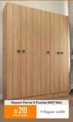 Promart Ropero parma 5 puertas mdp miel oferta