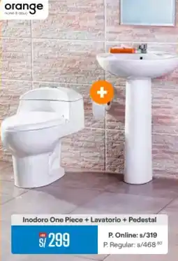 Promart Orange inodoro one piece + lavatorio + pedestal oferta