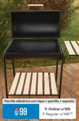 Promart Parrilla cilindrica con tapa + parrilla + soporte oferta