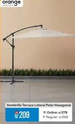 Promart Orange sombrilla terraza lateral polar hexagonal oferta