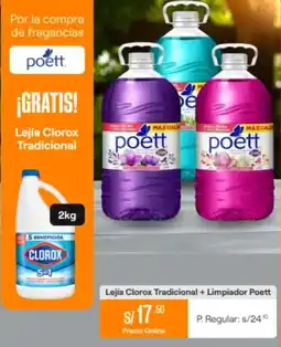 Promart Poett lejia clorox tradicional + limpiador oferta