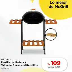 La Curacao Mr.grill parrilla de madera + tabla de quesos c/utensilios oferta