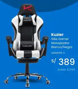 Tiendas EFE Kuzler silla gamer masajeador blanco/negro oferta
