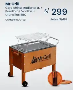 Tiendas EFE Mr.grill caja china mediana jr. + parrilla de varillas + utensilios bbq oferta