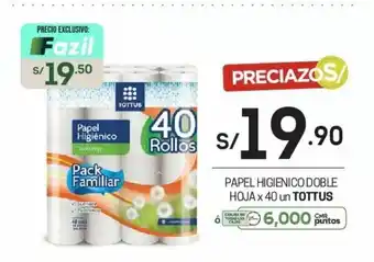 Tottus Papel Higienico Doble Hoja x 40 un Tottus oferta