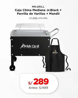La Curacao MR.GRILL Caja China Mediana Jr.Black + Parrilla de Varillas + Mandil oferta