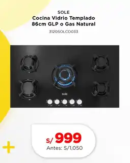 La Curacao SOLE Cocina Vidrio Templado 86cm GLP o Gas Natural oferta
