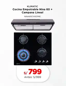 La Curacao KLIMATIC Cocina Empotrable Nina 60 + Campana Lineal oferta