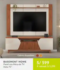 BASEMENT HOME Panel con Mesa de TV Helo 75"