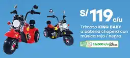 Tottus King baby trimoto a batería chopera con música roja / negra oferta