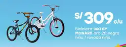 Tottus By monark bicicleta 360 aro 20 negra niño / rosada niña oferta