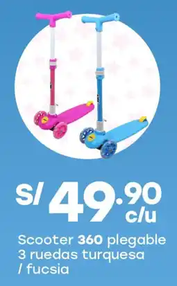 Tottus Scooter 360 plegable 3 ruedas turquesa / fucsia oferta